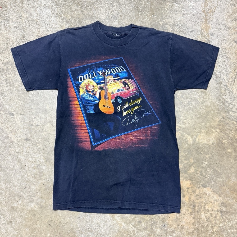 Vintage Dolly Parton Dollywood Shirt 90s Country Music T-shirt Black Mens M
